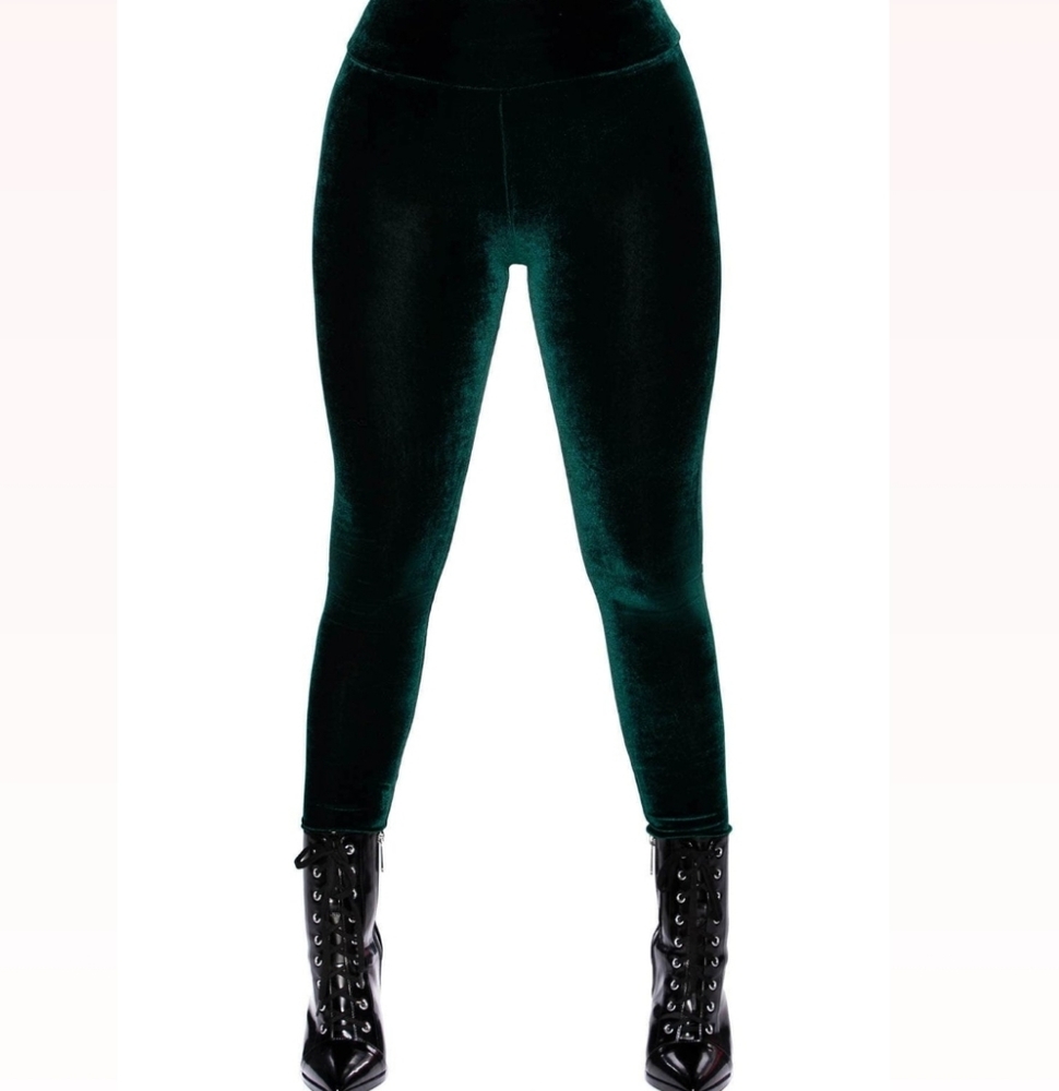 Killstar Velvet Hematite Emerald Leggings Size L